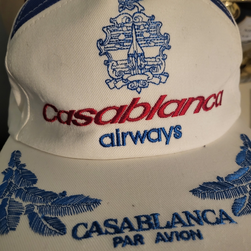 Casablanca Airways Embroidered White Cap - Red & Blue